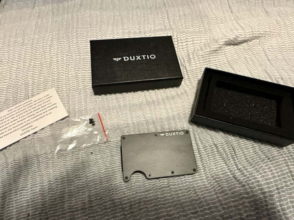 DUXTIO Minimalist RFID Blocking Aluminum Metal Slim Wallet with Cash Strap